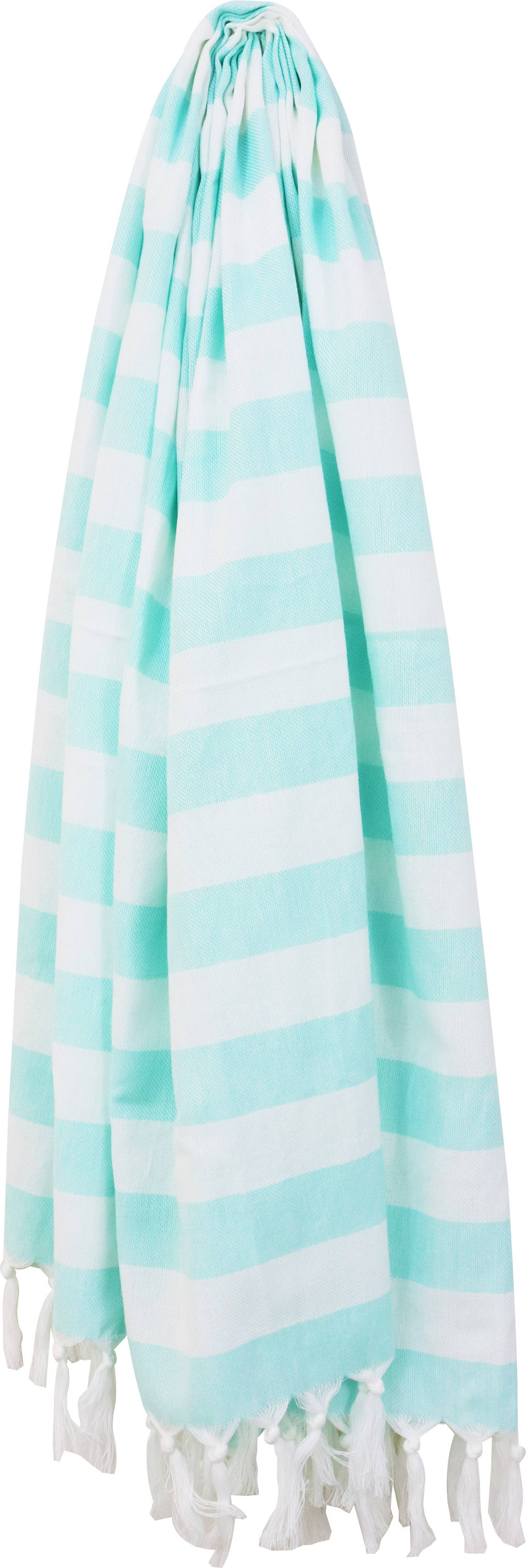 WS Fringed Towel Wide Stripe Mint