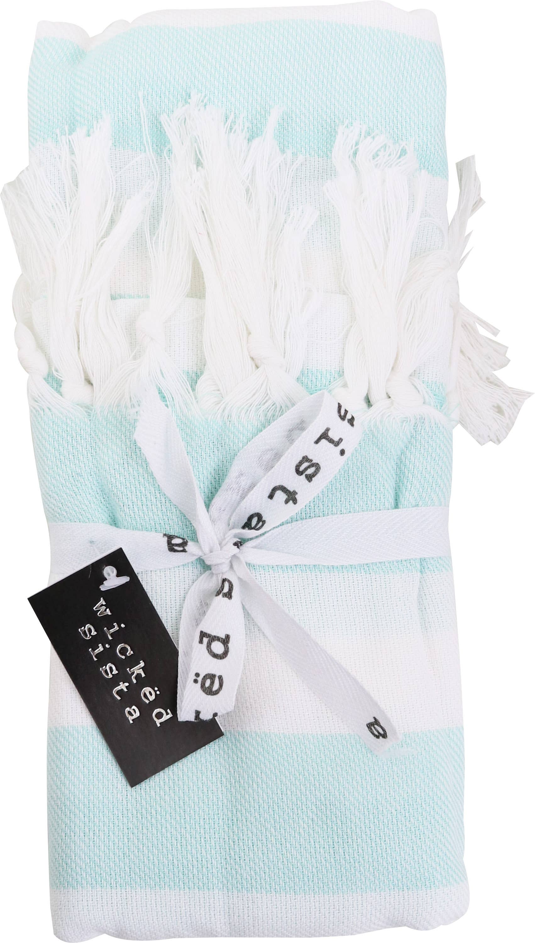 WS Fringed Towel Wide Stripe Mint